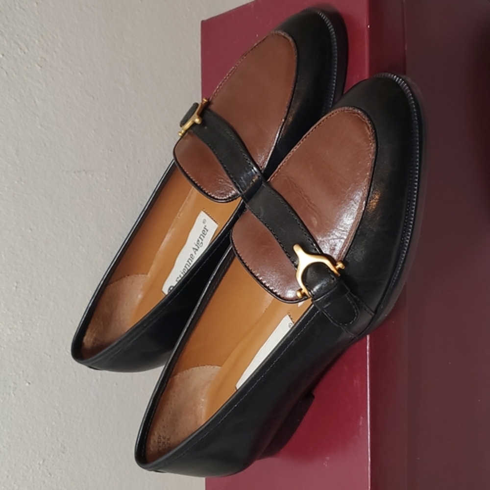 Etienne Aigner Tracy Low-Heel Loafers - Black/Tobacco 5.5M